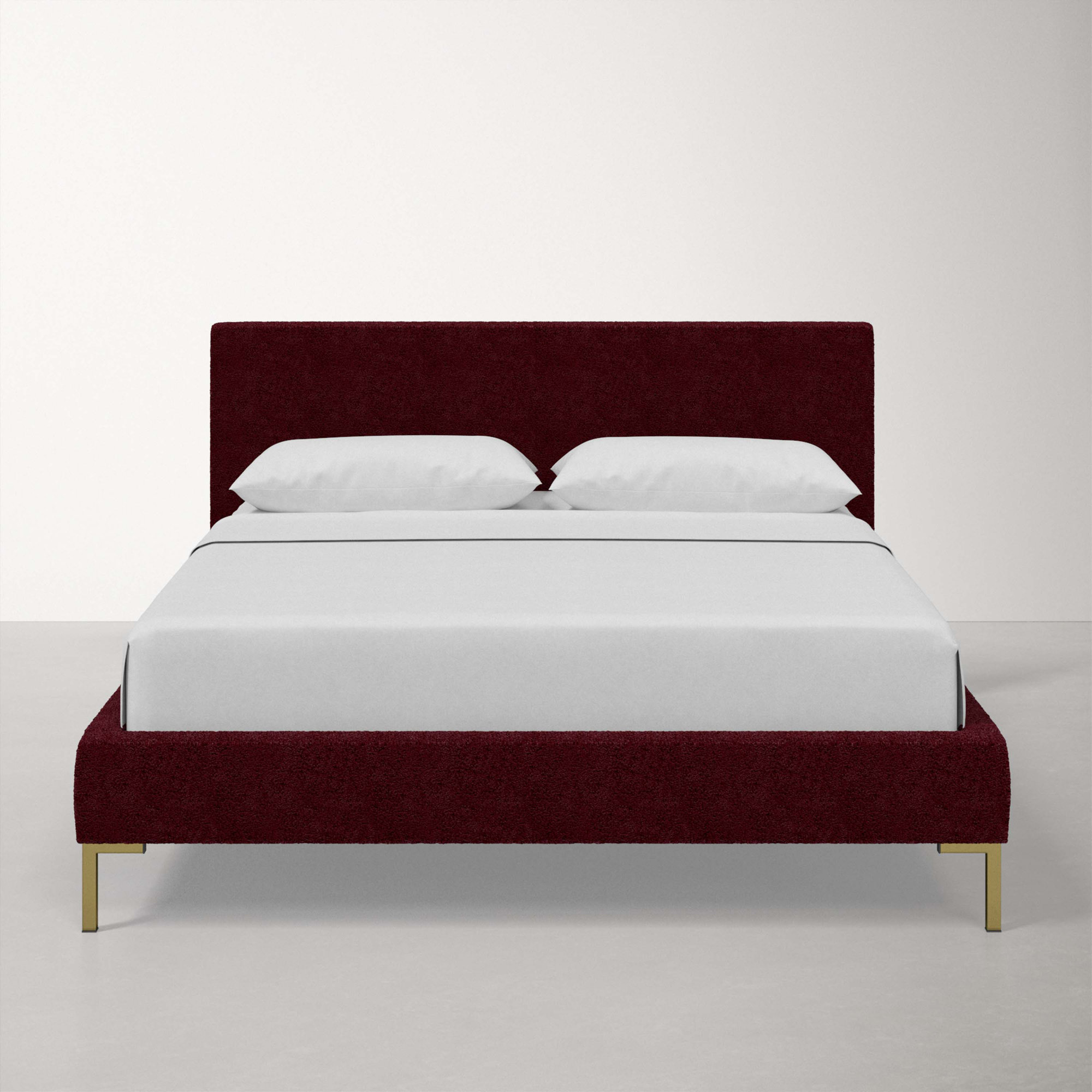 Rand Upholstered Bed, Classic Berry Velvet, King, Brass