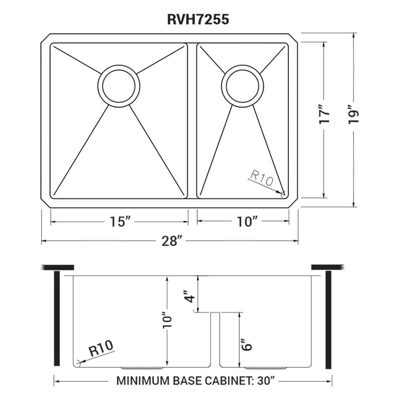 Tirana Low Aqua 28" L x 19" W Double Basin Undermount Kitchen Sink