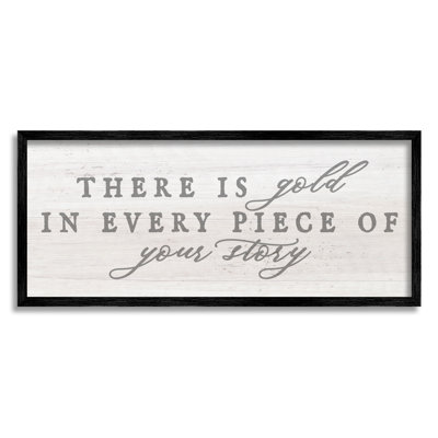 «Gold in Your Story Inspirational Motivating Typographie» par Daphne Polselli - cadre photo, impression sur toile