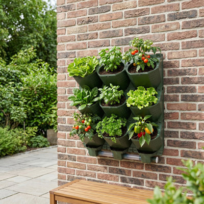Jardinière murale modulaire à 9 poches, jardinière suspendue verticale à 3 niveaux pour balcon et intérieur