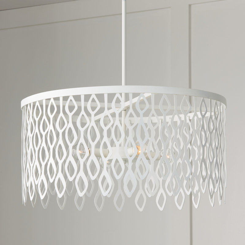 Luminaire suspendu en métal 4 lumières 24 W x 23,5 H Lasercut blanc mat