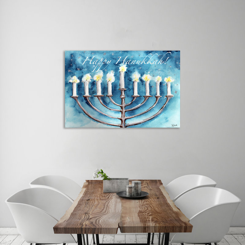 Watercolour Hannukah - Wrapped Canvas Painting, 31 cm H x 46 cm W