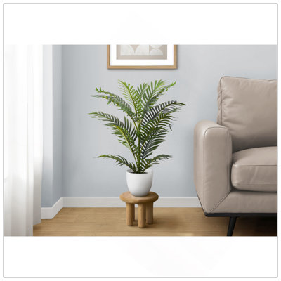 Artificial Plant, 28" Tall, Palm Tree, Indoor, Faux, Fake, Floor, Greenery, Potted, Real Touch, Decorative, Green Leaves, White Pot