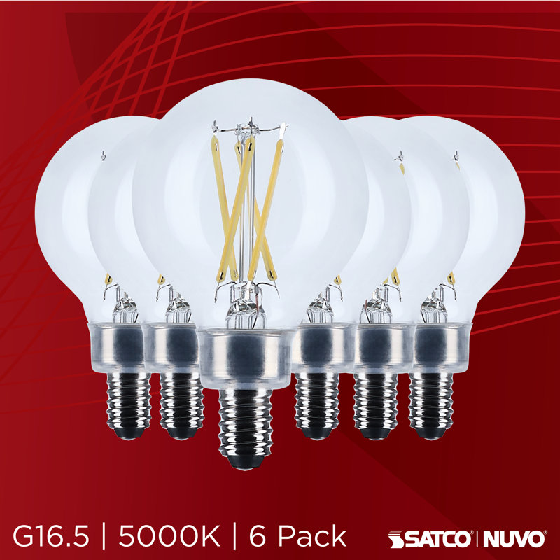 G16.5 base DEL candélabre transparent CCT 120 Volt, 5000 kelvins, 4W, 350 lumens