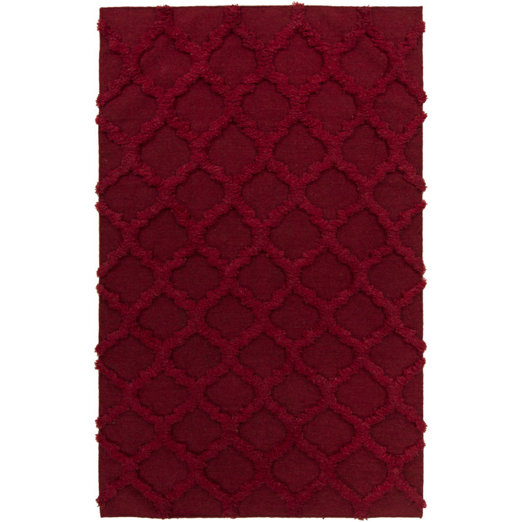 Tapis cerise en laine tissé à la main Karev