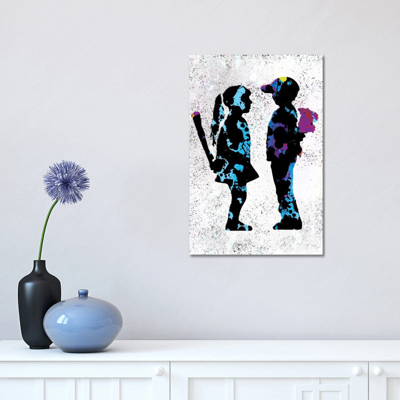 «Boy & Girl» par Streetsky - impression d'art graphique, Toile tendue, Pas de tapis, H 18 po x l 12 po x 1,5 po