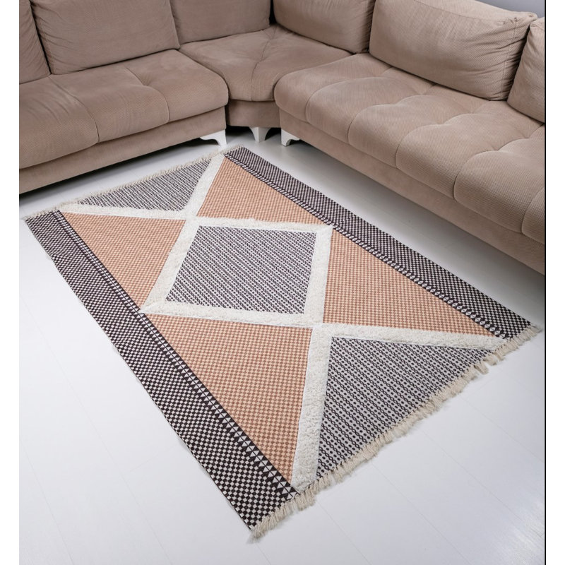 Tapis intérieur / extérieur rectangulaire en coton Iyleen, Tapis de couloir 2 pi 7 po x 9 pi 10 po