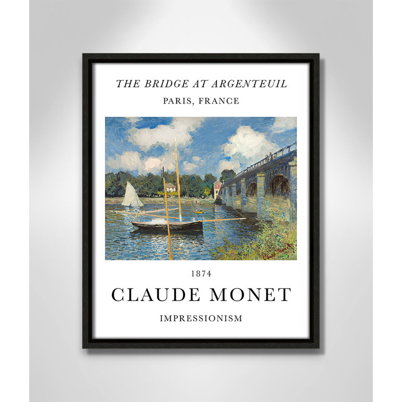 Pont à Argenteuil par Claude Monet, Cadre flottant espresso, Non, H 15,5 po x l 12,5 po x P 2 po