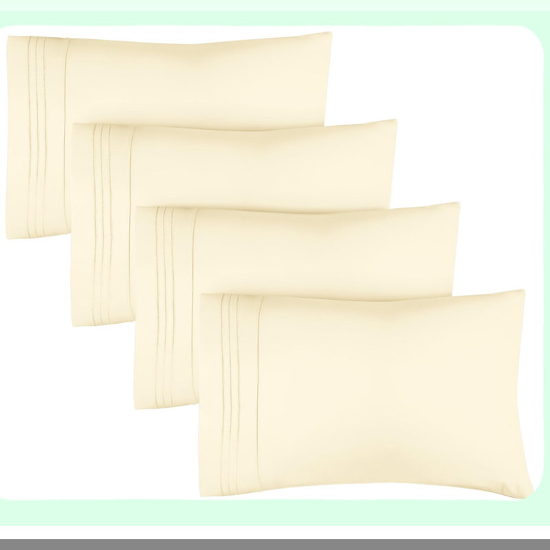 Luxury Soft Queen Pillowcase Set - 4 Pack Off White Covers - Hotel Quality 20x40 Pillow Protectors - Machine Washable Pillow Covers - 4 Piece Queen Size Case Set