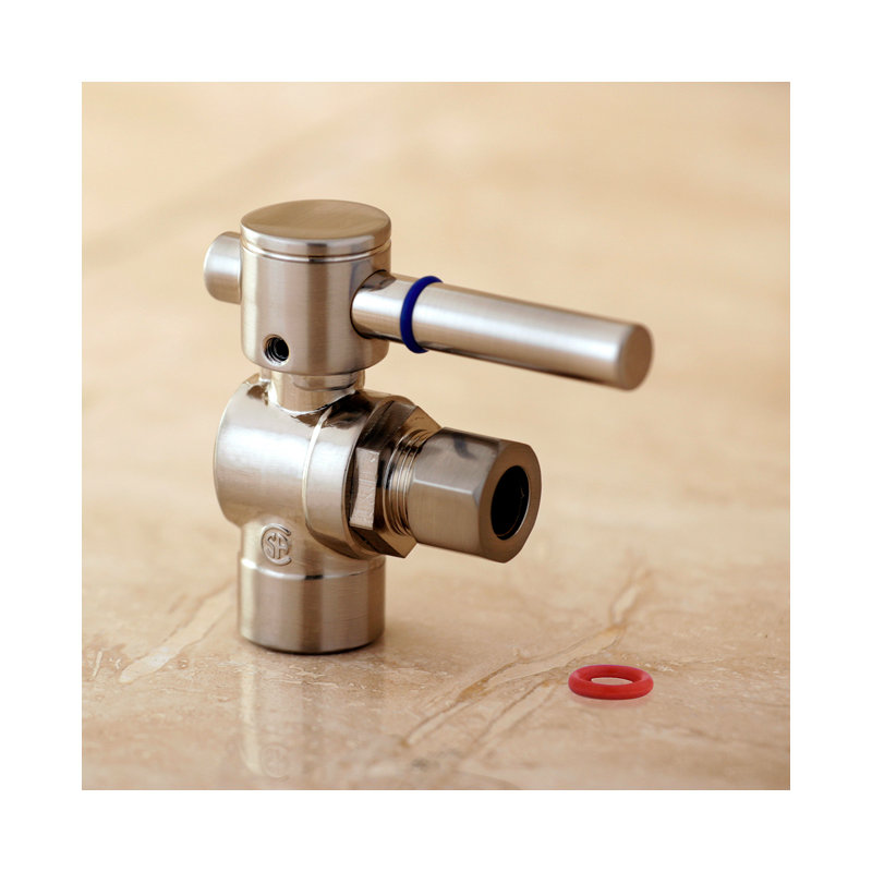 Kingston Brass Concord 1/2-Inch Sweat x 3/8-Inch OD Comp Quarter-Turn Angle Stop Valve, Brushed Nickel
