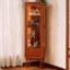 Vitrines en bois massif brun et verre trempé