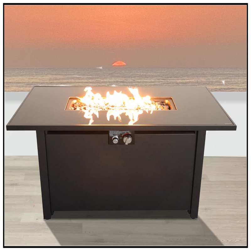 25'' H Steel Outdoor Fire Pit Table With Lid