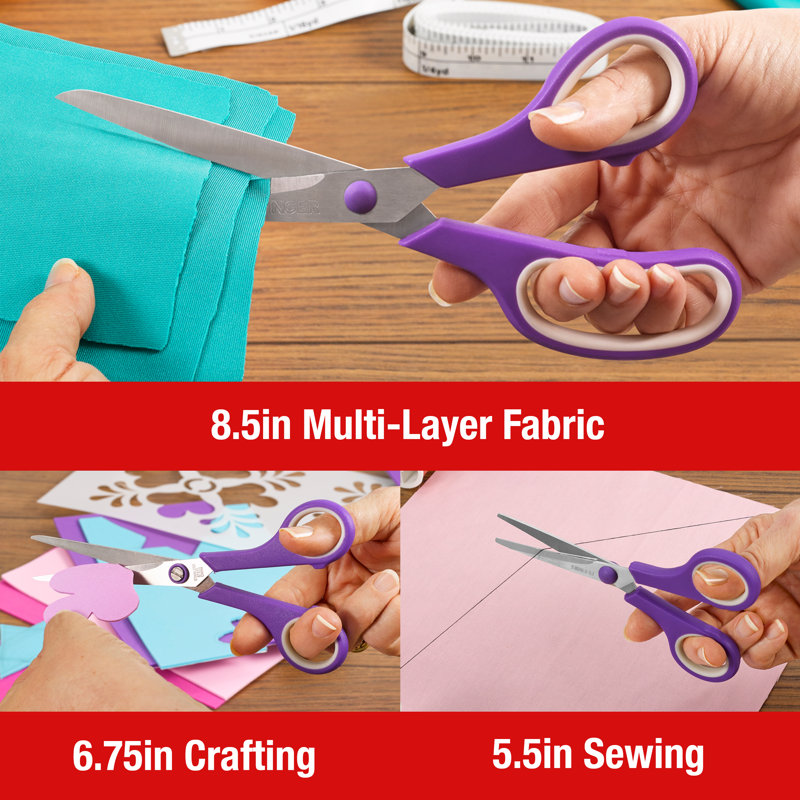 Ensemble de ciseaux multi-tailles SINGER Crafting Comfort Grip, 9 pièces