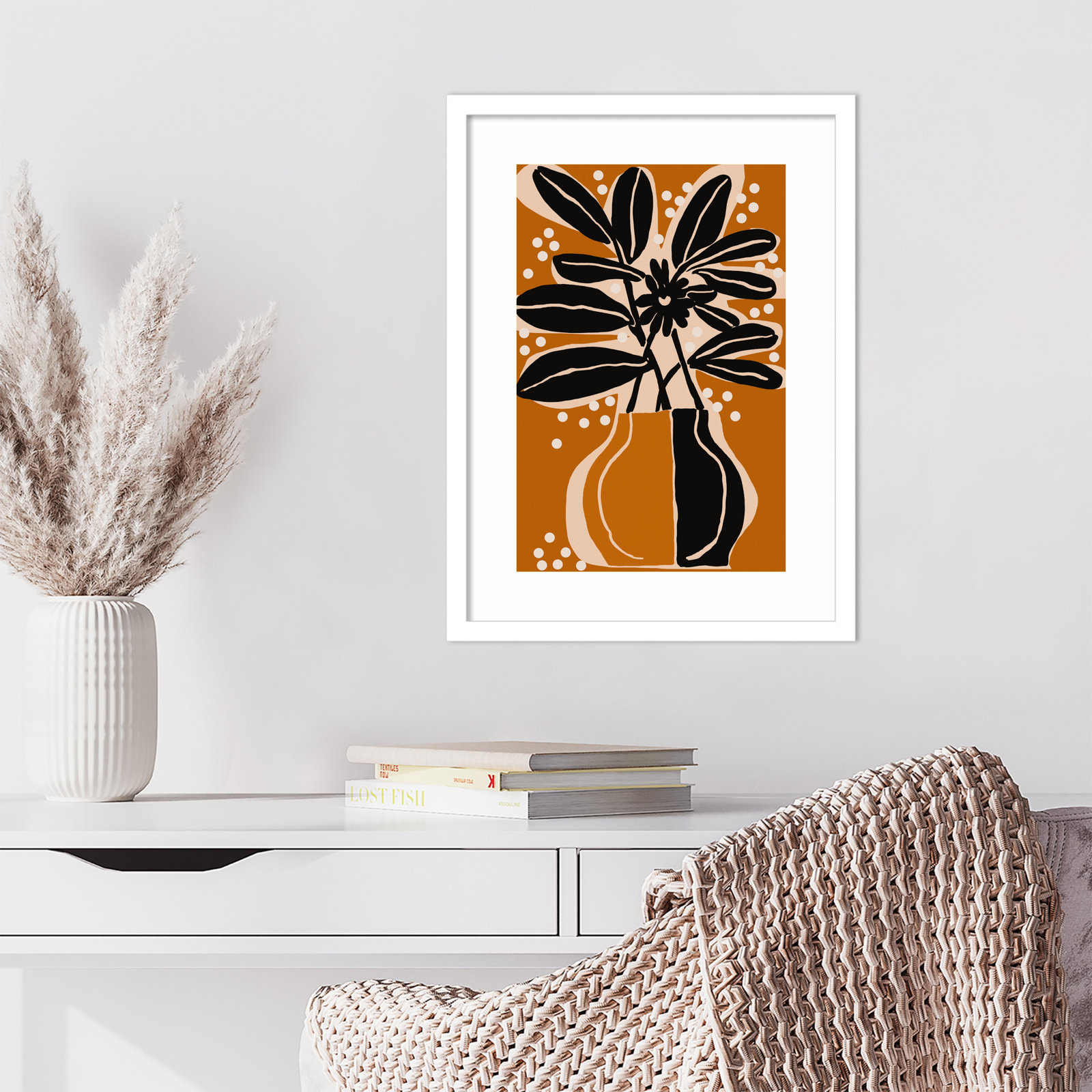 Galya "Ochre Still Life No. 6" Print, White, 21" H x 16" W