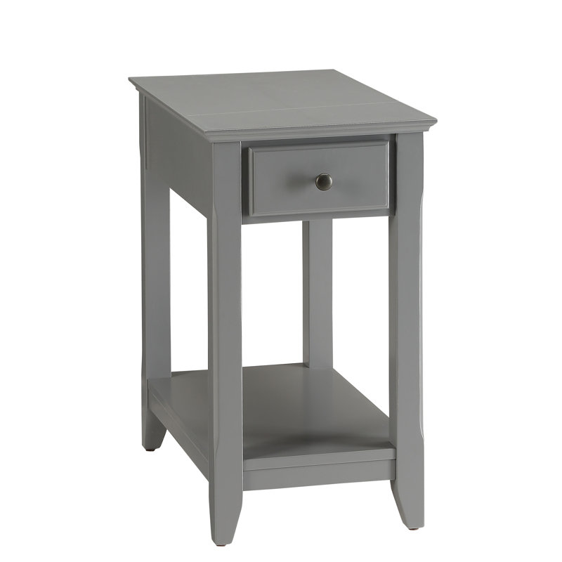 Bhairavi Transitional Wooden Rectangular End Table with Storage, Gray, 23" H x 13" W x 22" D