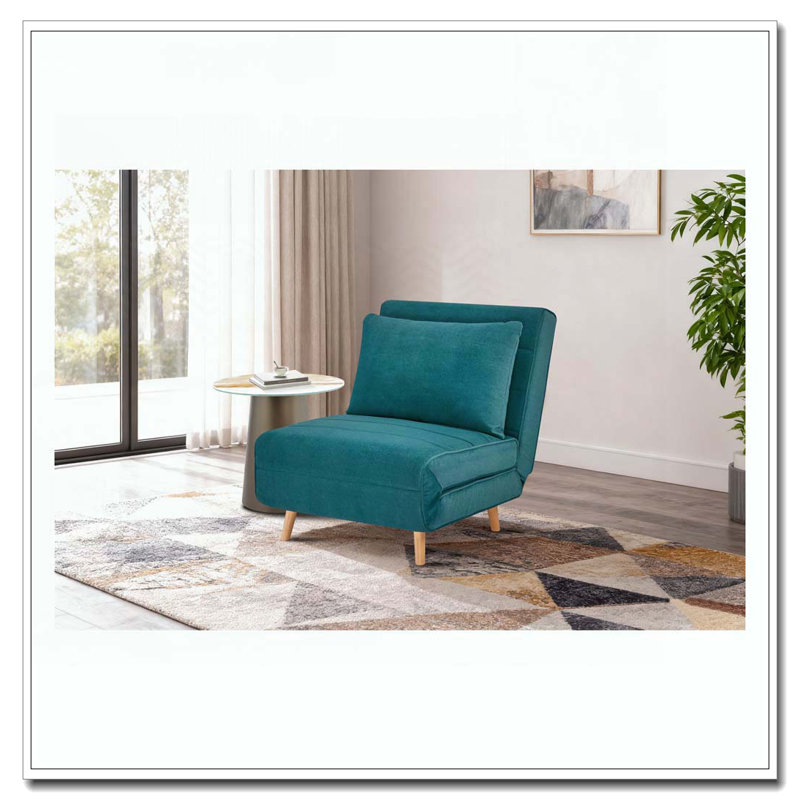 Fauteuil d'appoint rembourré convertible, Bleu paon