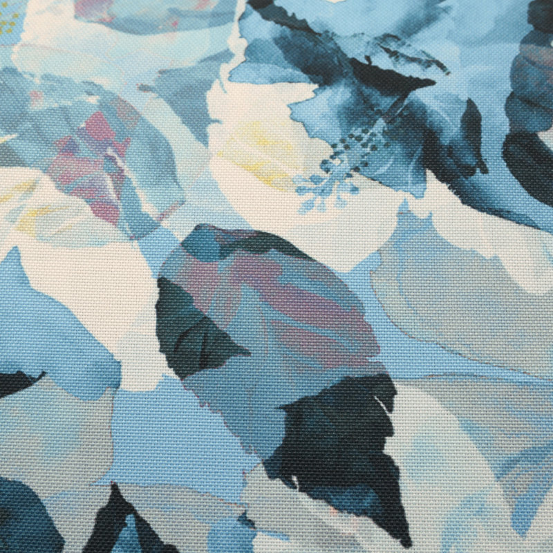 Aqua Geo Flower Print Outdoor Decorative Pillow 18 x 18 in