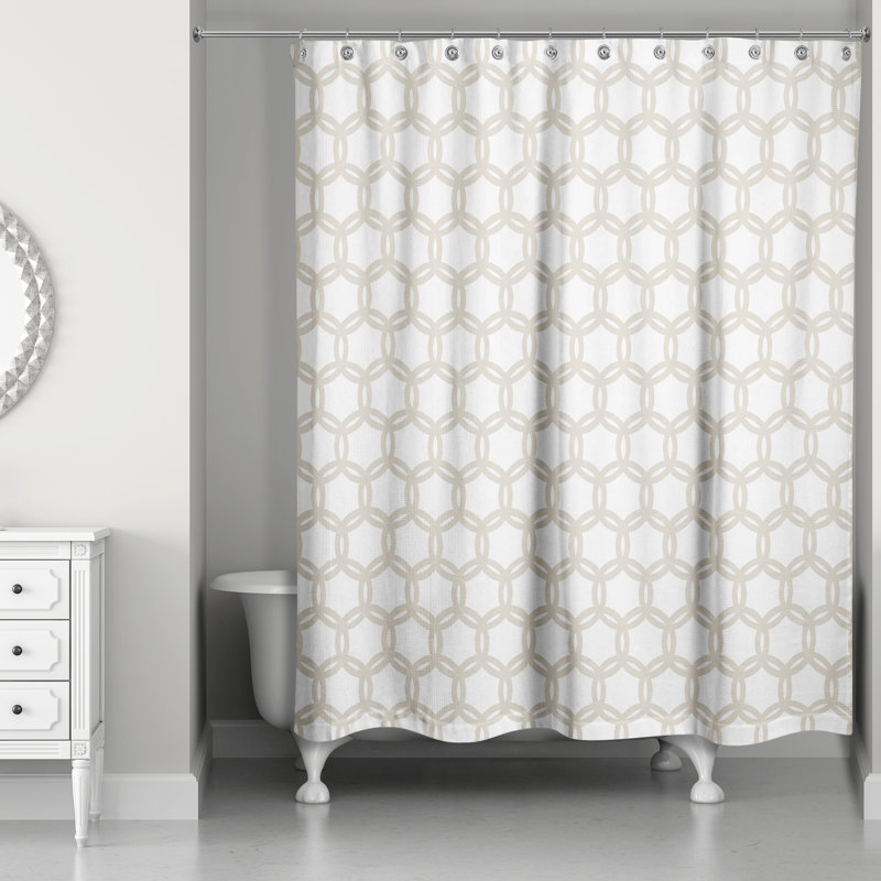 Kraemer Geometric Shower Curtain, Beige