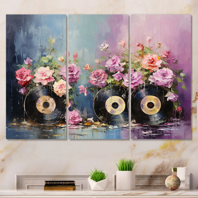 Lark Manor™ Floral Abstract Grooves Vinyl's - Vinyl Records Wall Art