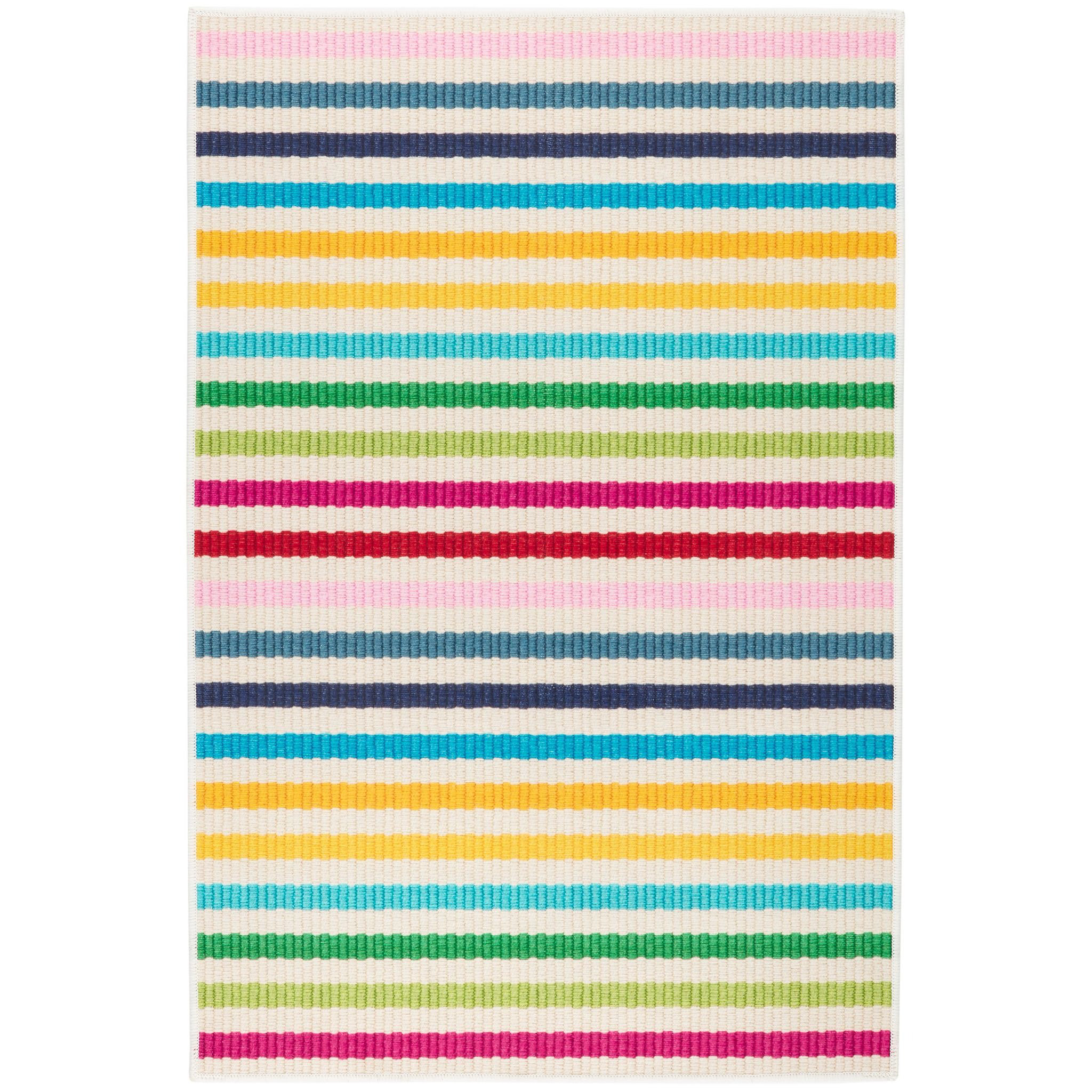 Rainbow Stripe Multi Machine Washable Rug