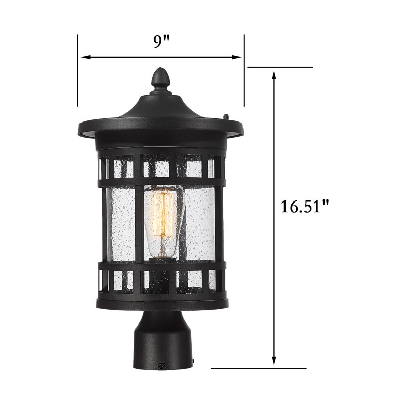 Lanterne extérieure pour l'extérieur - lampadaire imperméable (noir, hauteur de 16,5 pouces)
