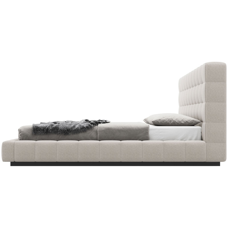 Thompson Upholstered Wingback Bed, King, Cream