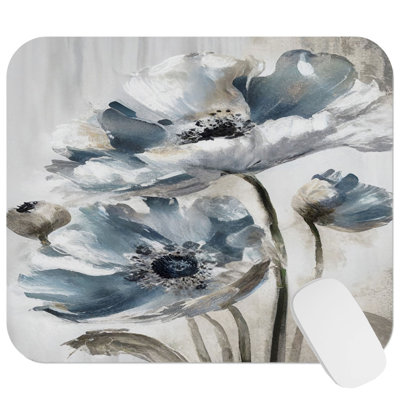 Floral Blue and Silver Flowers IIal Gaming Cute Office Laptop Desk Pad Gift Mat Square Rectangle Non-Slip Mousepad