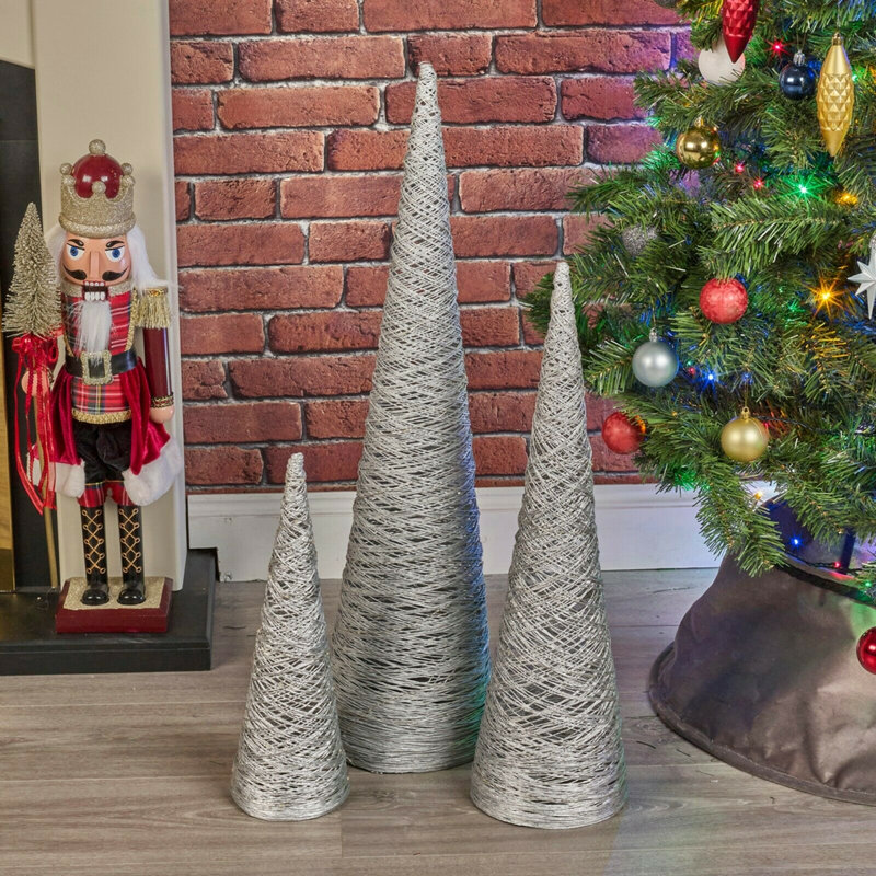 Christmas Decorative Accent, Silver, 40cm H x 12cm W x 12cm D