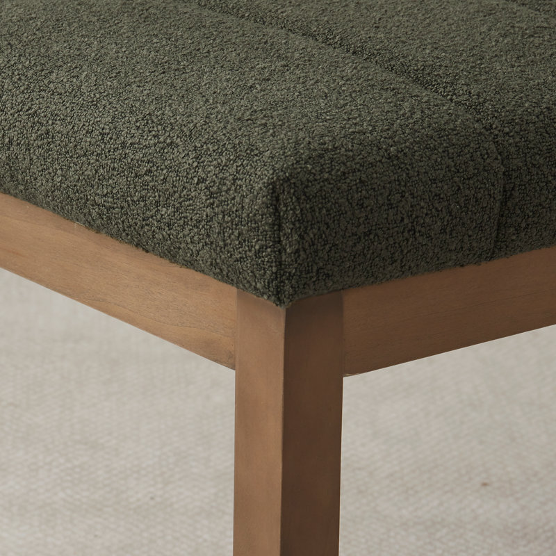 Boucle Upholstered Bench, Green