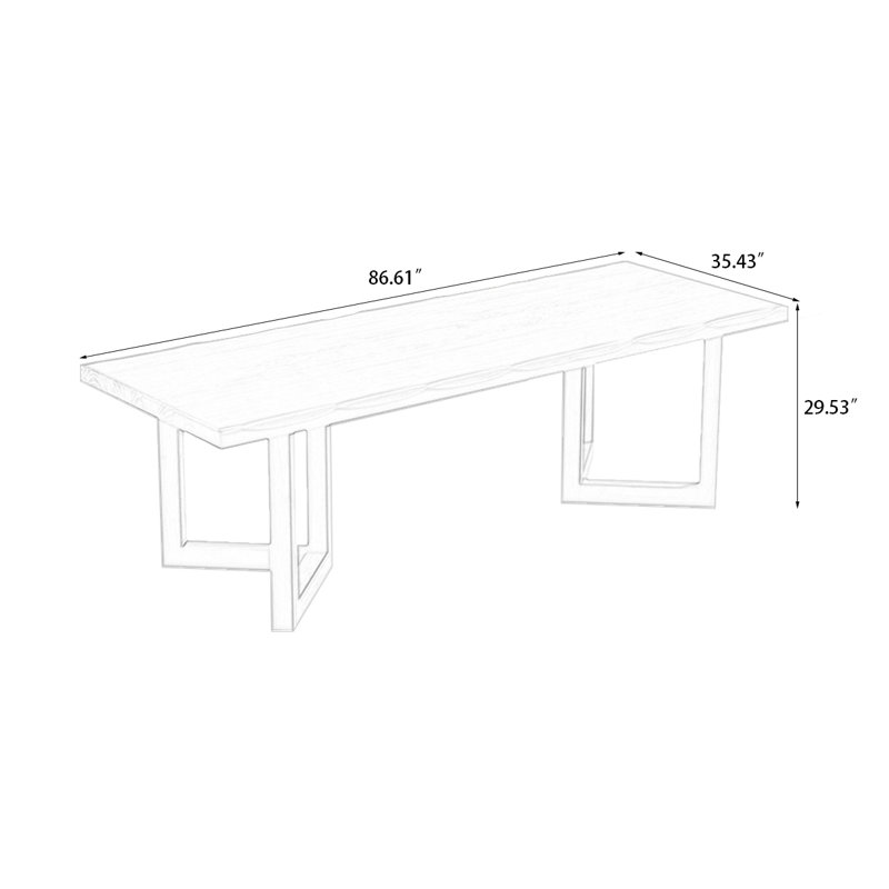 Nut-Brown Rectangular Solid Wood Dining Table, 29.53"H x 86.61"L x 35.43"W