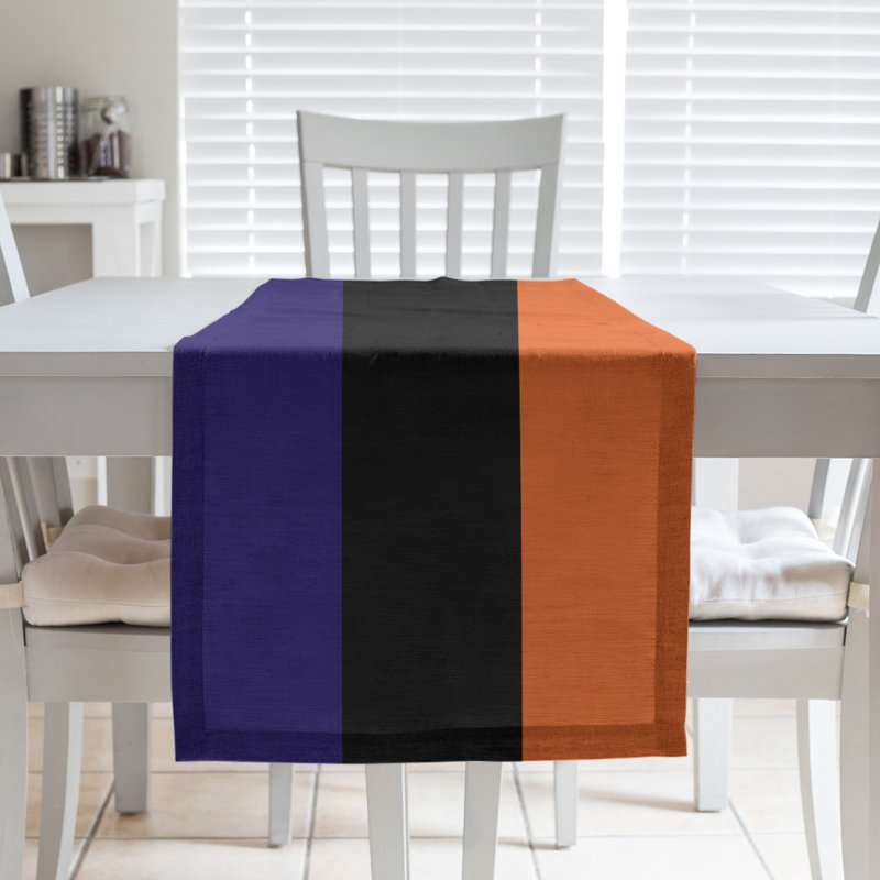 Chemin de table de basketball, L 90 po x l 16 po, Polyester sergé, Phoenix mauve / noir / orange