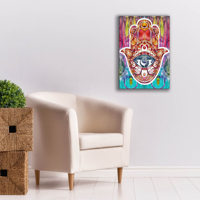«Hamsa» par Dean Russo, estampe numérique sur toile, H 26 po x l 18 po x P 0,75 po