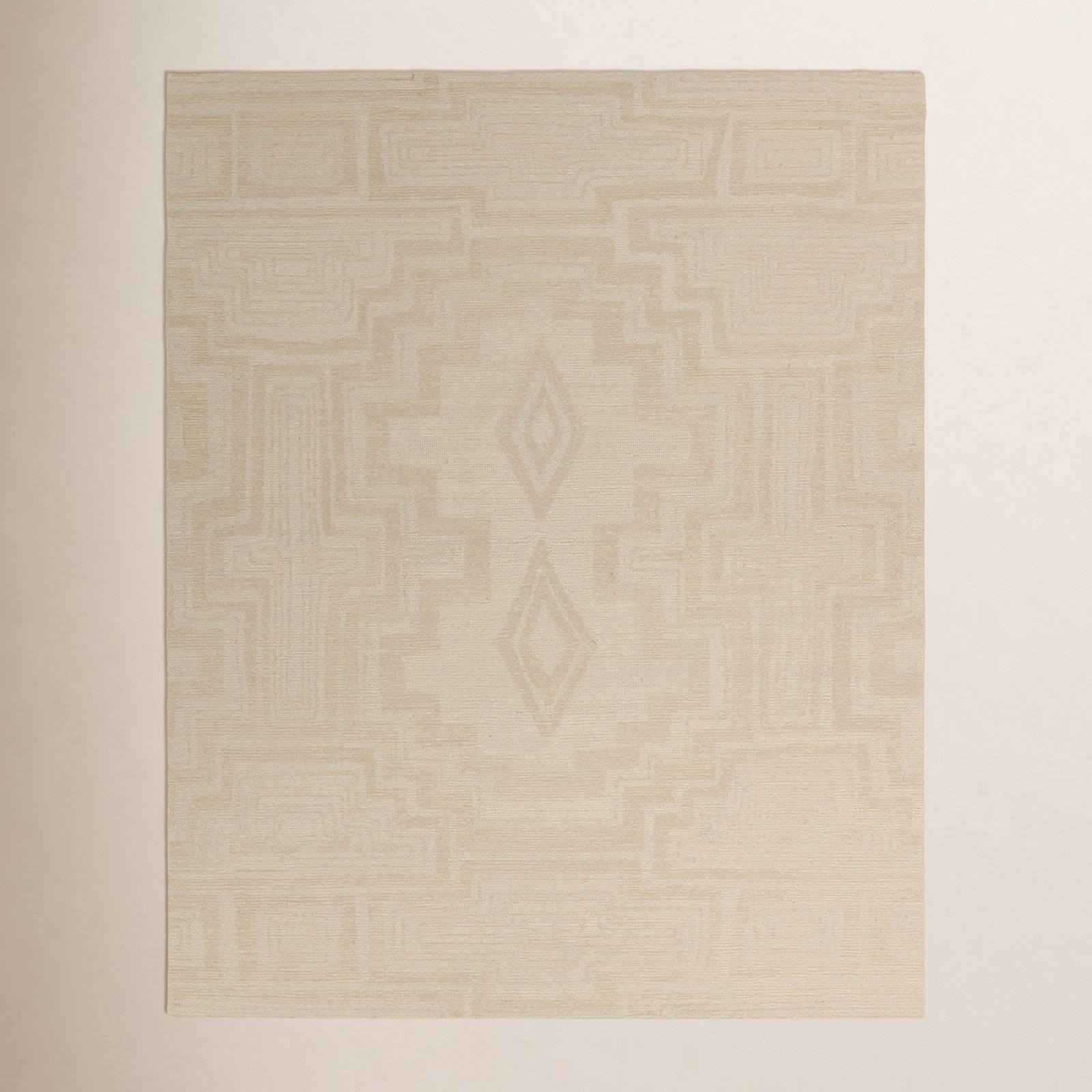 Murphie Handmade Wool Light Gray/Cream Rug, Rectangle 9' x 12'