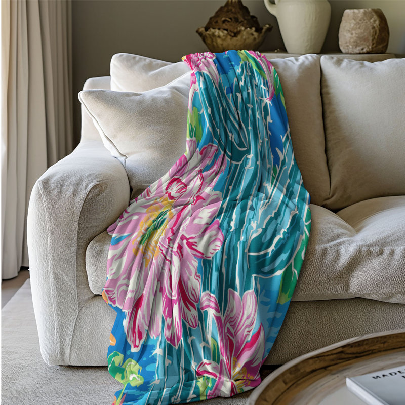 Cacti Designs - 1 pièce Sherpa Premium, L 60 po x L 80 po