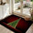 Red Abstract Green Christmas Tree File Light Xmas Machine Washable Indoor Area Rug-129431099