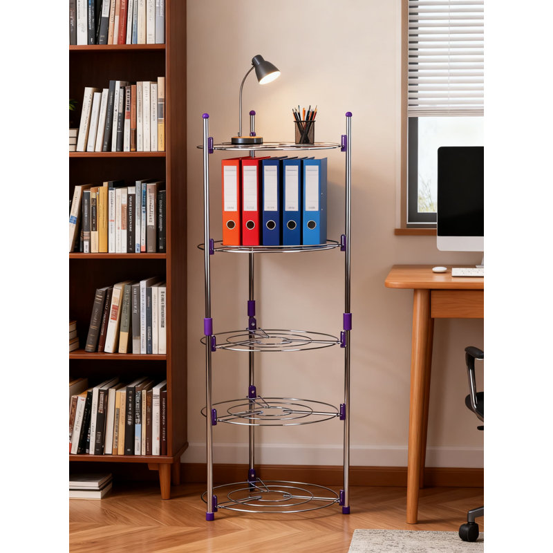 Support de rangement à 5 niveaux pour batterie de cuisine, armoire de rangement ronde en fil métallique pour casseroles de casseroles, fabrication en acier au carbone robuste, assemblage sans outil