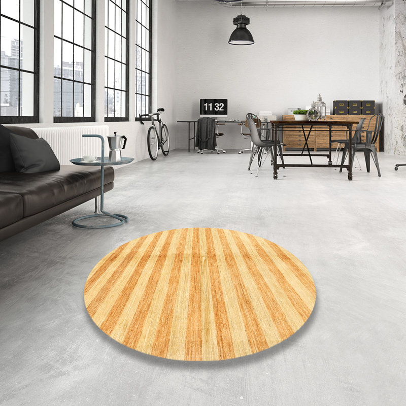 Tapis beige contemporain, Rond 3 pi