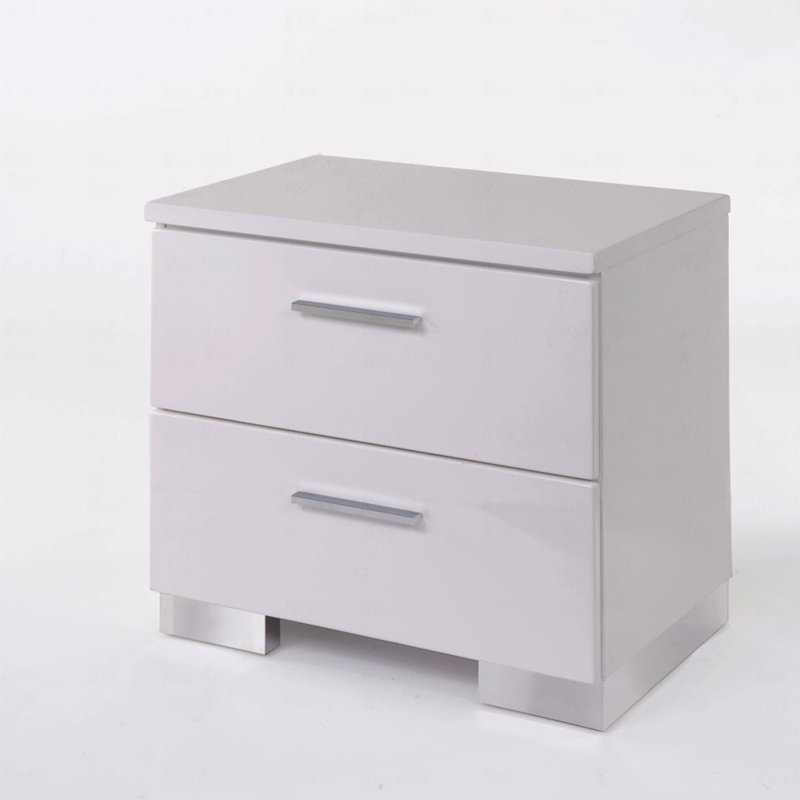 White & Chrome Leg Finish Nightstand