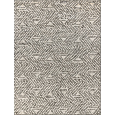 Eaton Chevron Hand-Knotted Charcoal/Ivory Area Rug