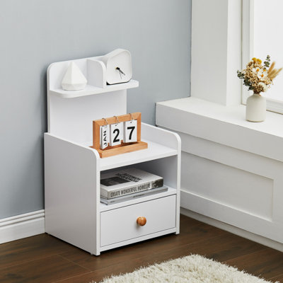 36.5cm W MDF Wood, Metal Bedside Table