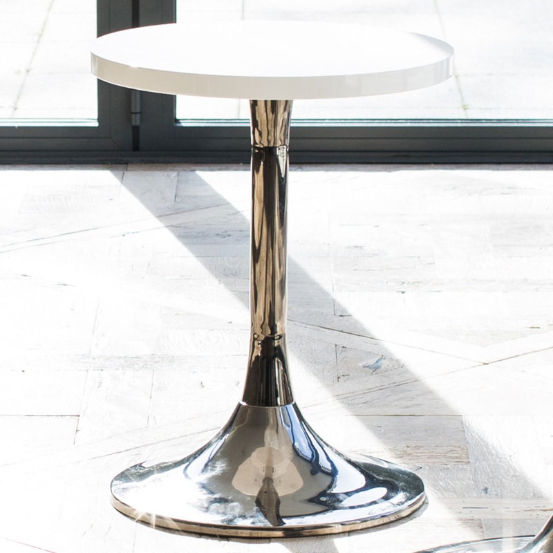 Clarke County Glass Top Pedestal End Table, Grey, White