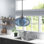 Luminaire suspendu simple sphère à abat-jour en verre bleu 9,84 pouces Margery