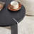Round Coffee Table Black Oak Wood Surface And Black Metel Feet-128849831-128849828