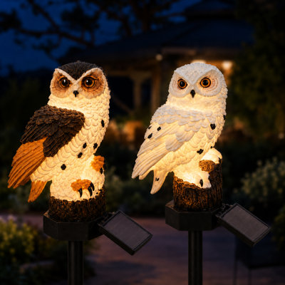  Kashina Solar Powered Owl Garden Decorations Integrated LED Pathway Light Outdoor Waterproof