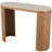 Cole And Grey Wood Curved Support Console Table With Beige Oval Marble Tabletop
