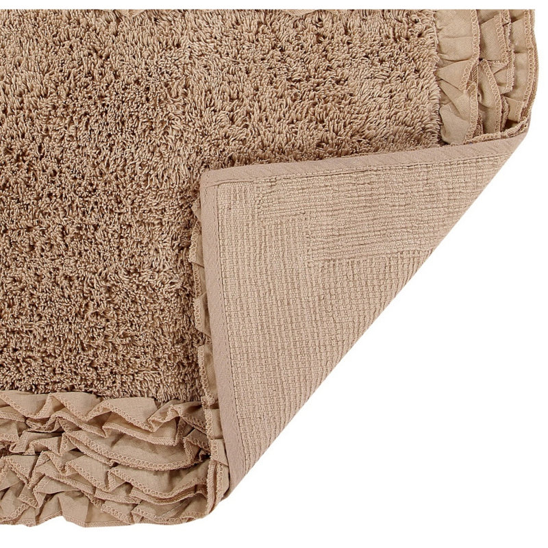 Aveliss 100% Cotton Tufted Bath Rug with Spray Latex Backing Machine Washable Luxurious Ruffle Border Ultra Soft and Absorbent Bathroom Rug
