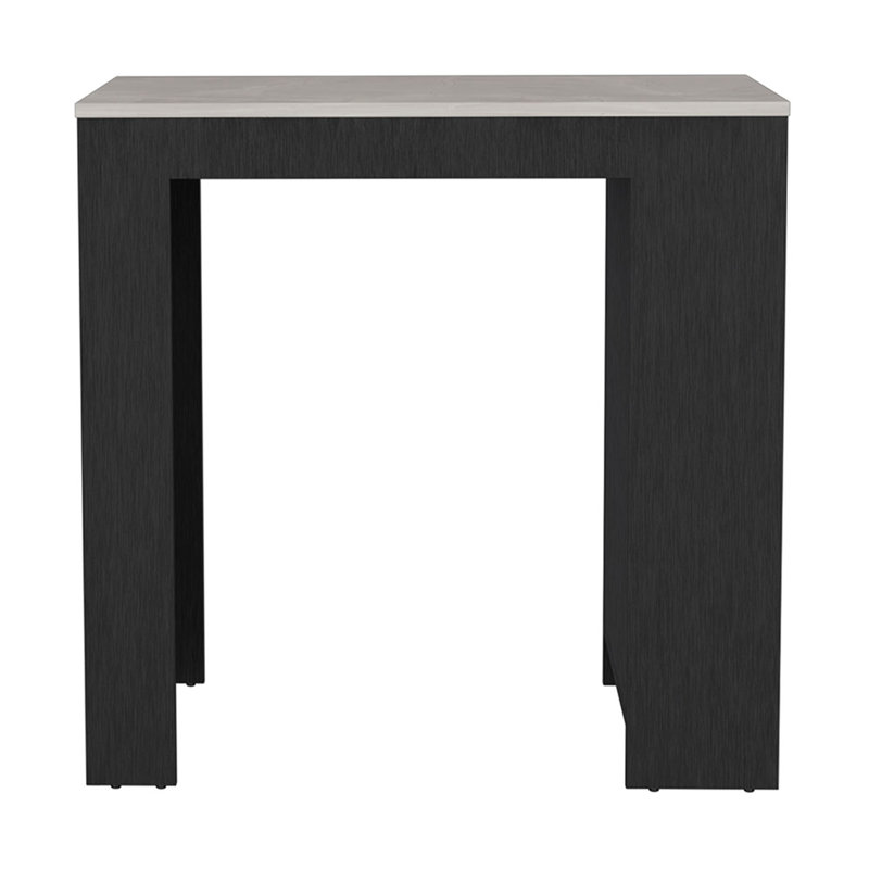 Kitchen Island Doyle, Three Side Shelves, Black / Ibiza Marble Color Finish, Black