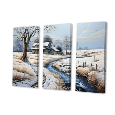Ensemble de 3 toiles paysage paysage campagne - Patchwork II