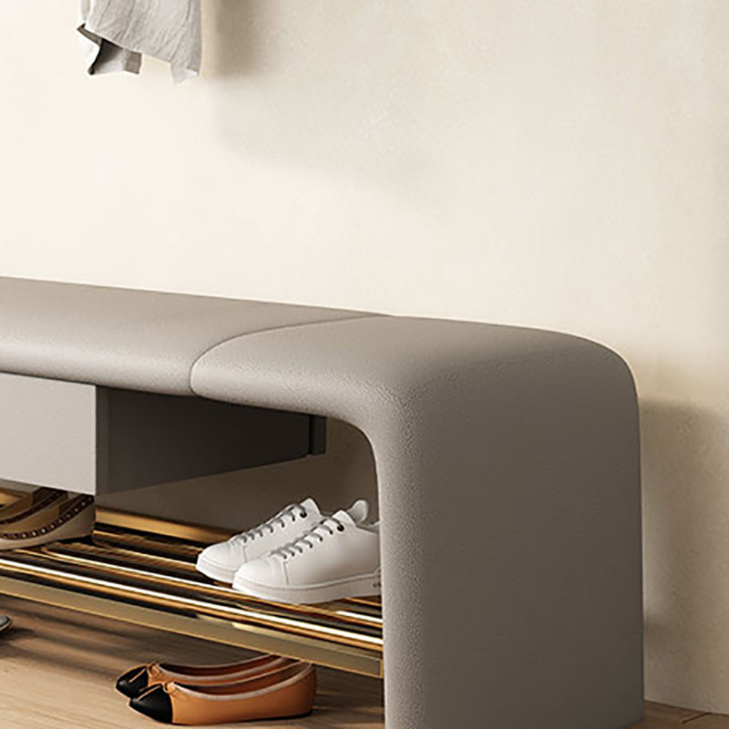 31.5in Leather Shoe Bench, Gray