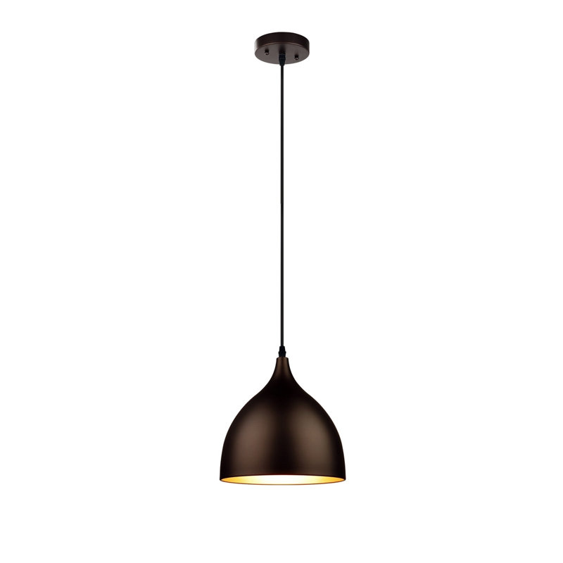 Chloe Lighting Walter Mini Pendant Ceiling Fixture – Industrial 1-Light Oil Rubbed Bronze Round Hanging Light With 10" Width